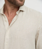Camisa Hombre Lino Rayon Pitt Beige