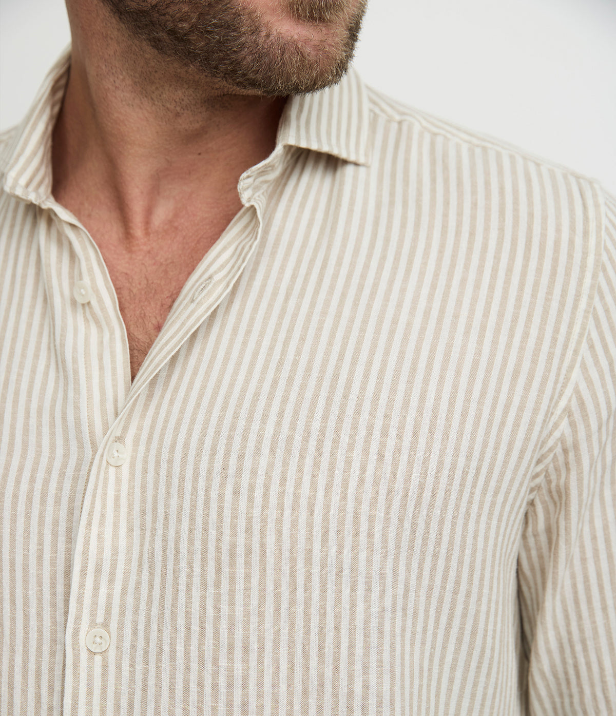 Camisa Hombre Lino Rayon Pitt Beige