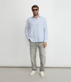 Camisa Hombre Lino Rayon Pitt Azul