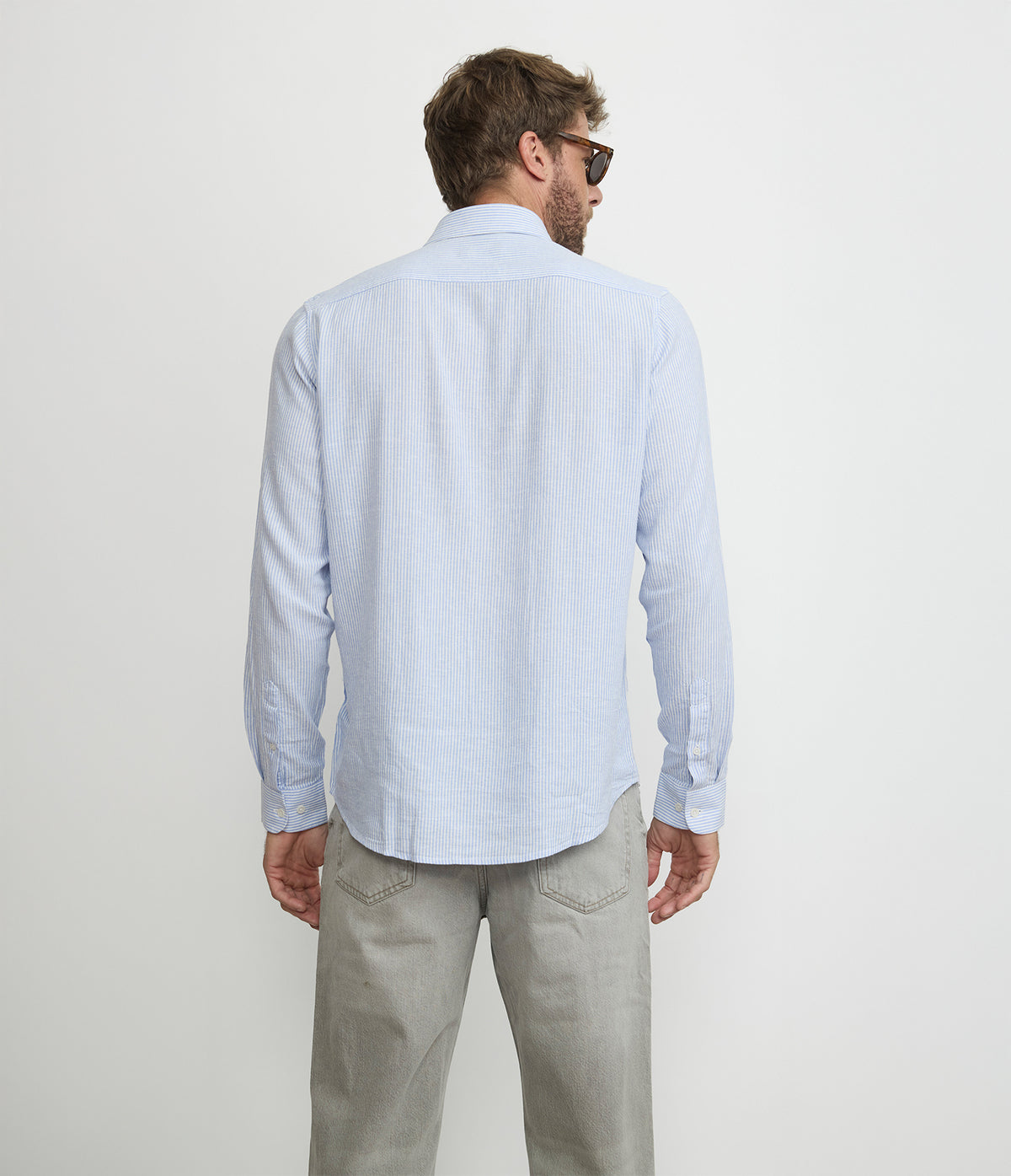Camisa Hombre Lino Rayon Pitt Azul