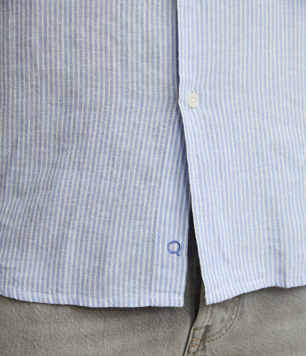 Camisa Hombre Lino Rayon Pitt Azul