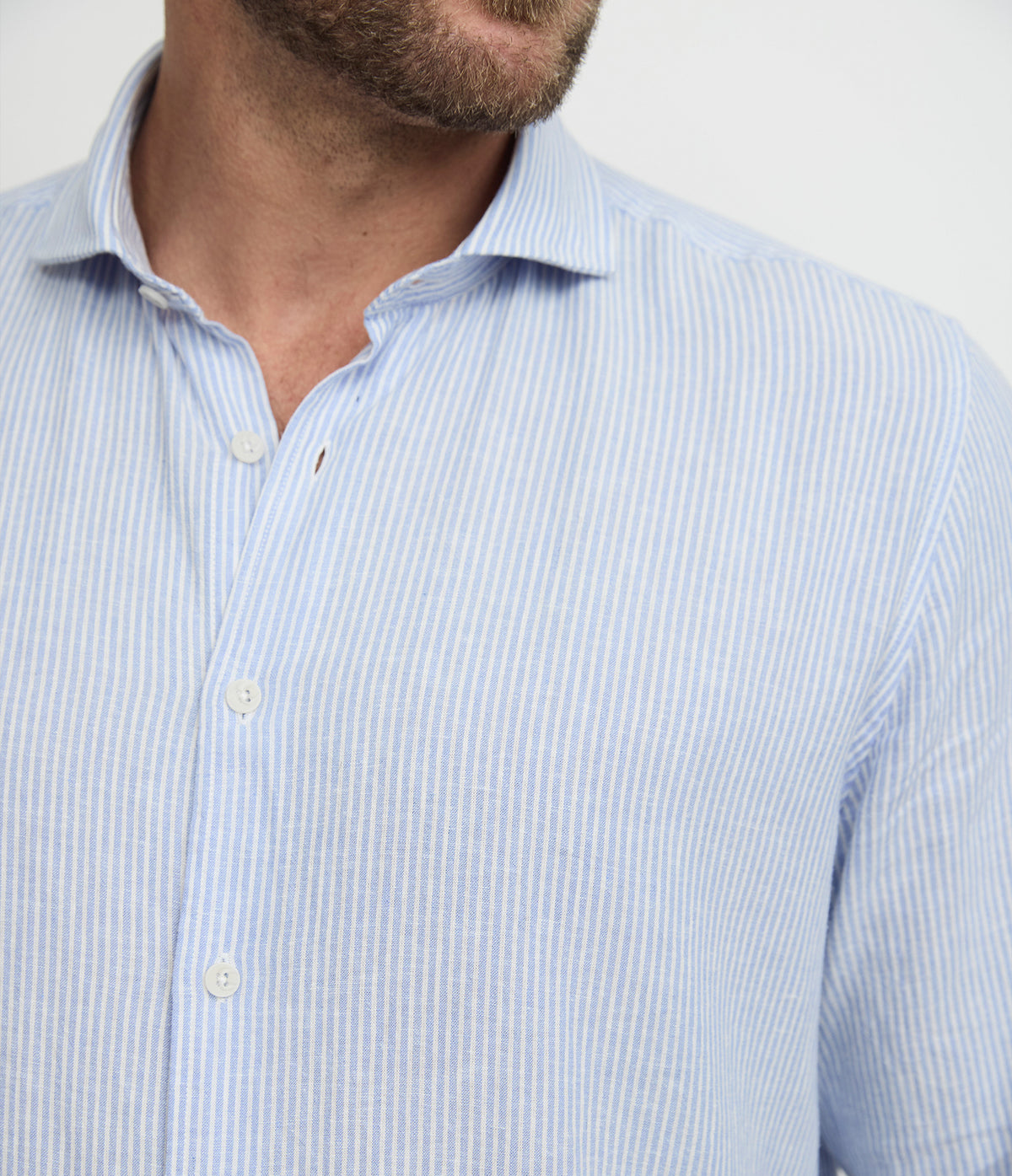Camisa Hombre Lino Rayon Pitt Azul