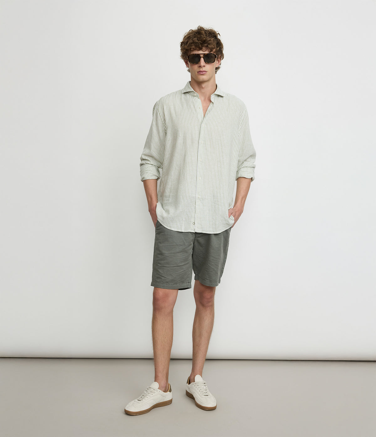 Camisa Hombre Lino Rayon Pitt Verde