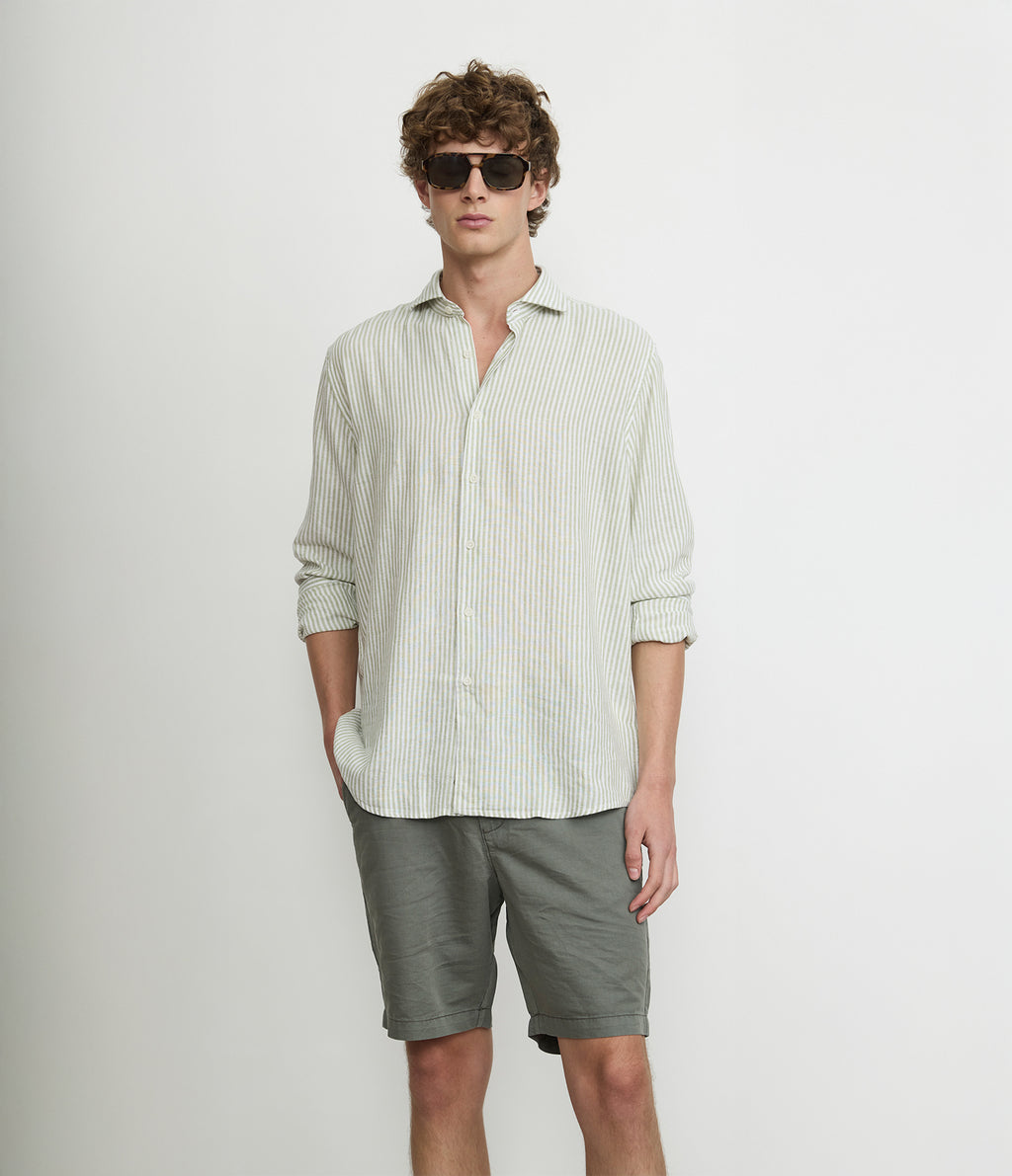 Camisa Hombre Lino Rayon Pitt Verde