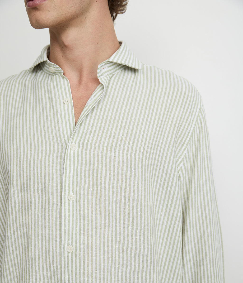 Camisa Hombre Lino Rayon Pitt Verde