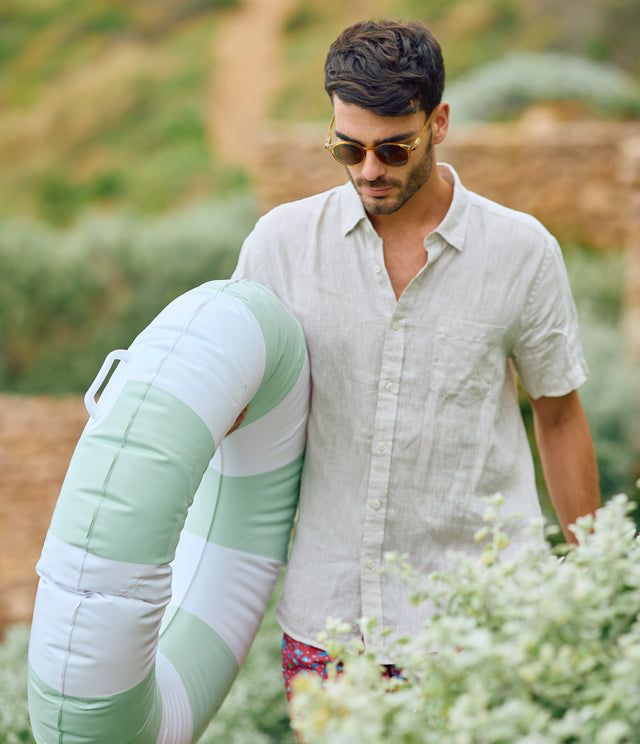 Camisa Hombre Lino Sintra M/Corta Beige