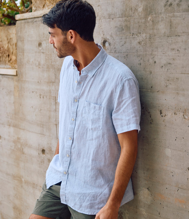 Camisa Hombre Lino Sintra M/Corta Gris