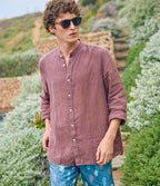 Camisa Hombre Lino Soria Burdeo