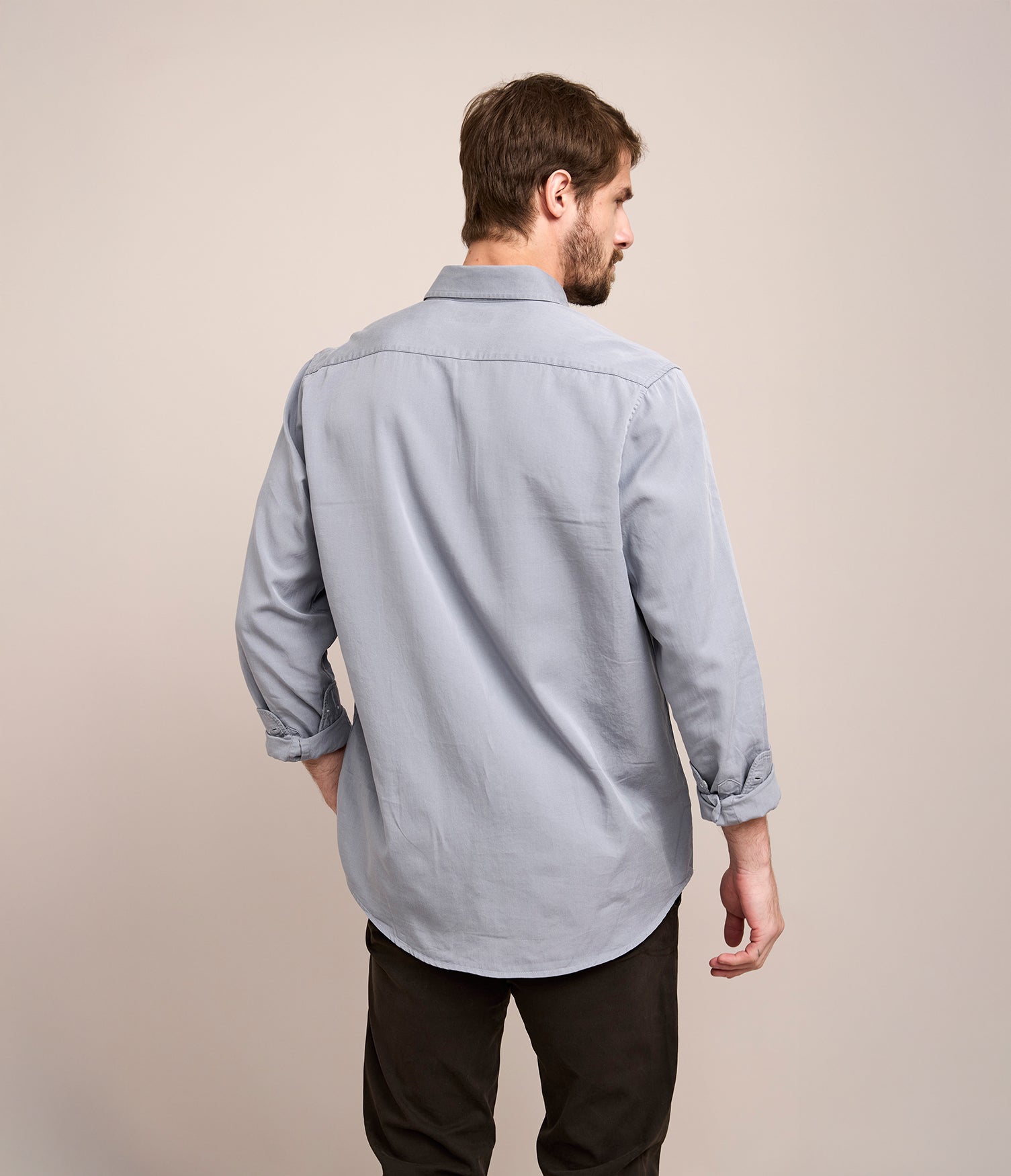Camisa Hombre Tencell Manga Larga Celeste Leo