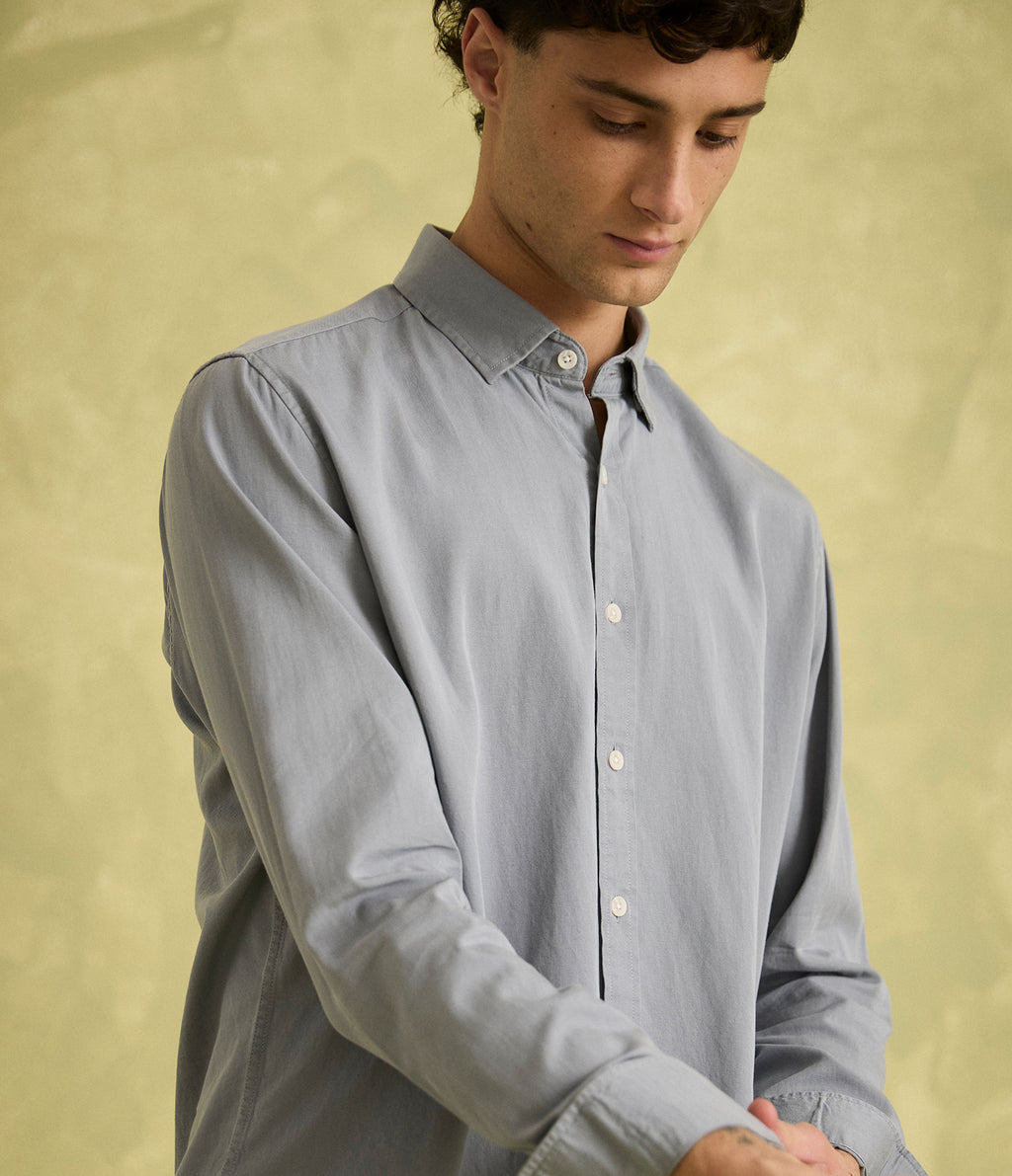 Camisa Hombre Tencell Manga Larga Celeste Leo