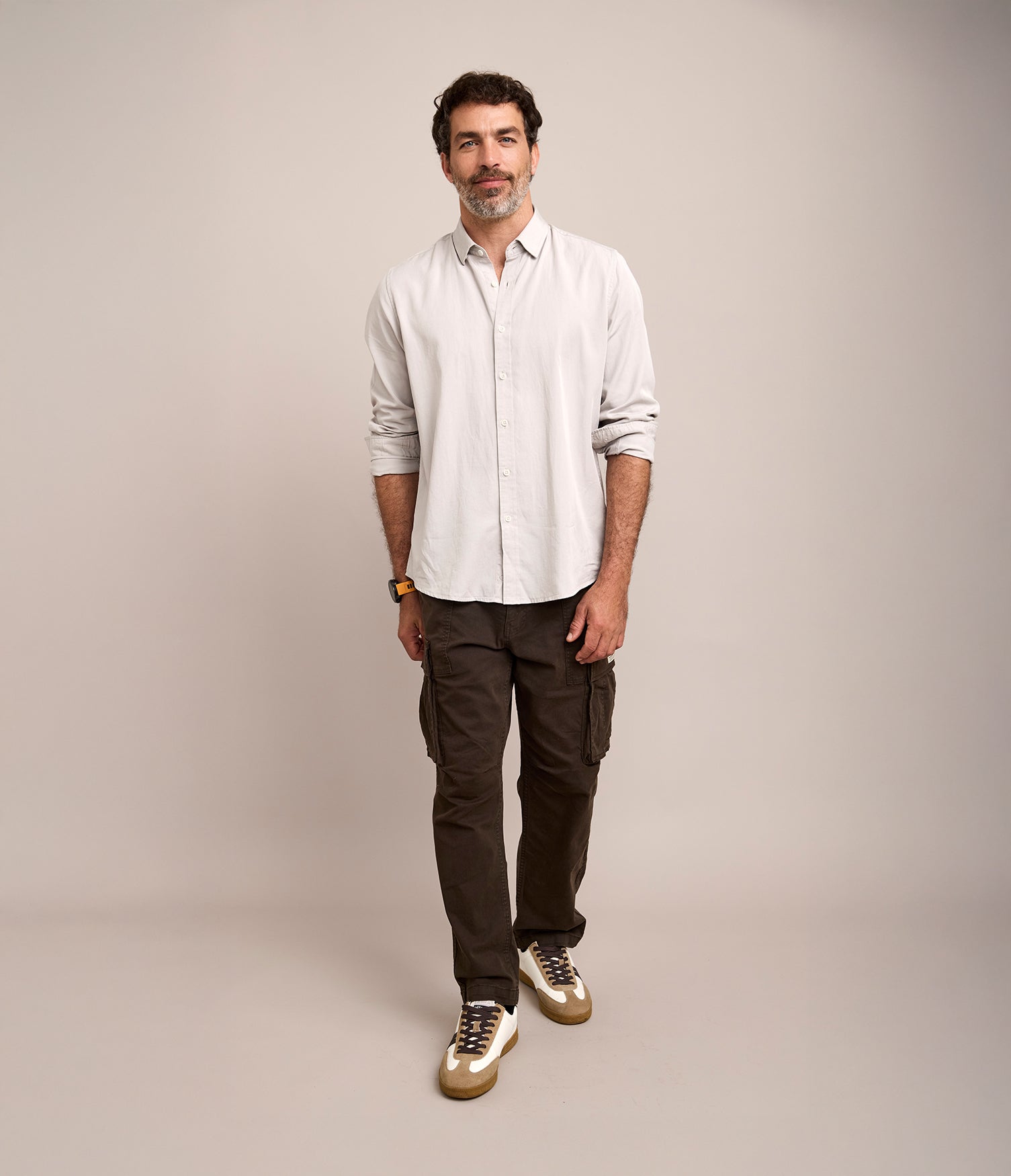 Camisa Hombre Tencell Manga Larga Gris Claro Leo