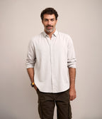 Camisa Hombre Tencell Manga Larga Gris Claro Leo