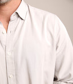 Camisa Hombre Tencell Manga Larga Gris Claro Leo