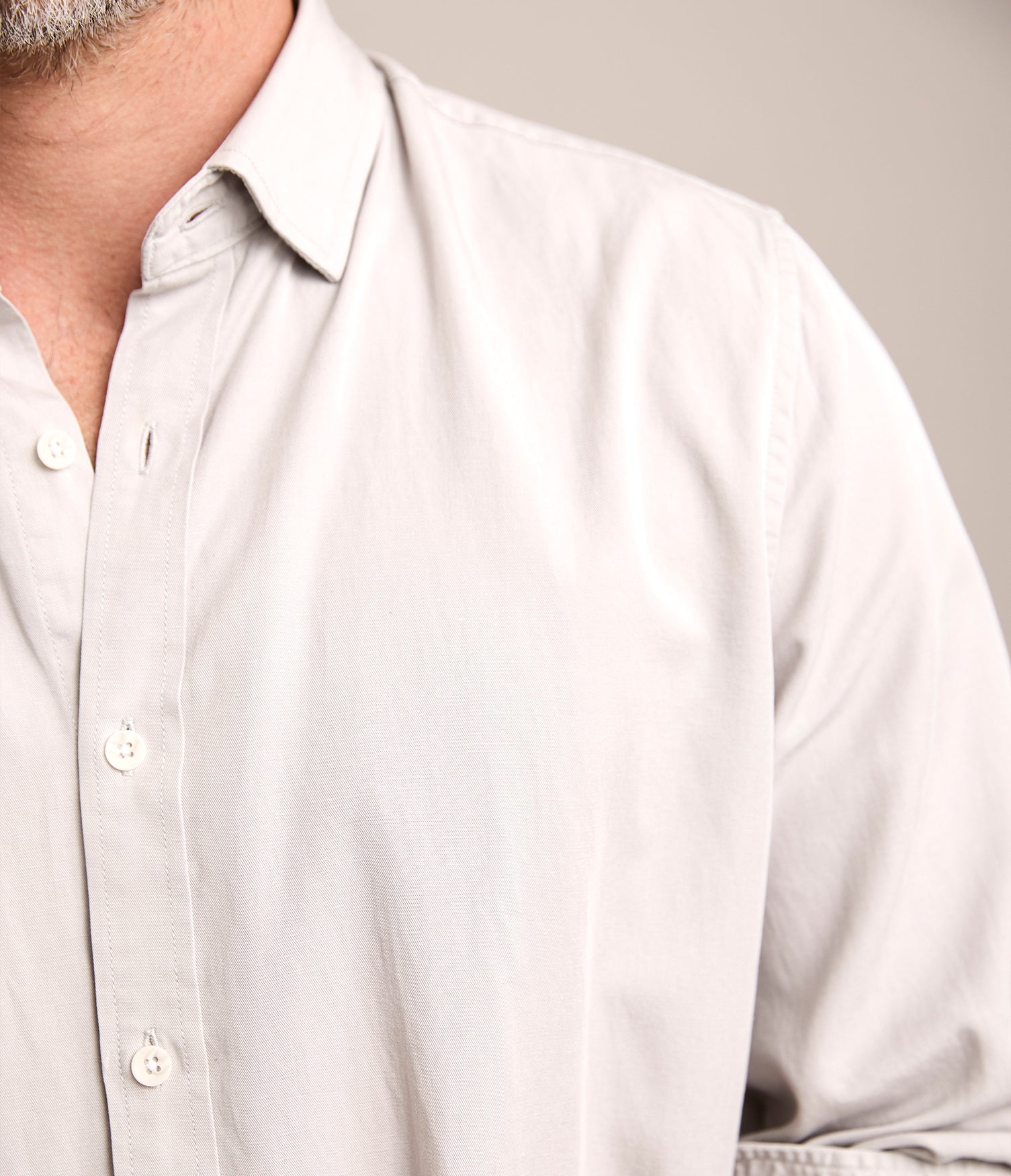 Camisa Hombre Tencell Manga Larga Gris Claro Leo