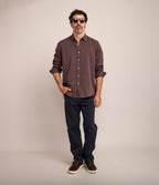 Camisa Hombre Tencell Manga Larga Burdeo Leo