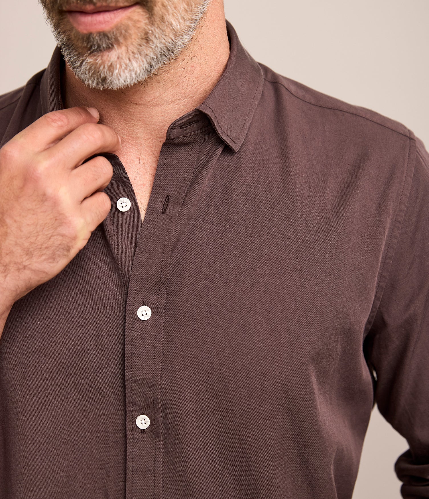 Camisa Hombre Tencell Manga Larga Burdeo Leo