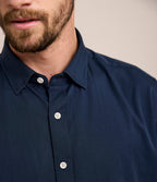 Camisa Hombre Tencell Manga Corta Azul Leo