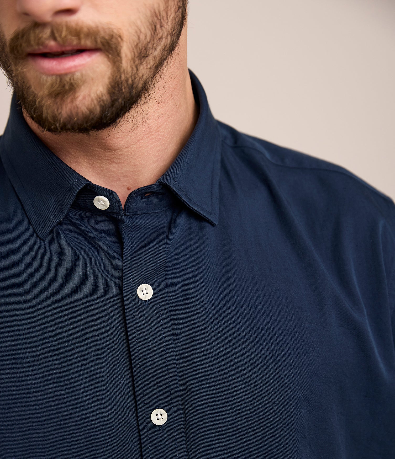 Camisa Hombre Tencell Manga Corta Azul Leo