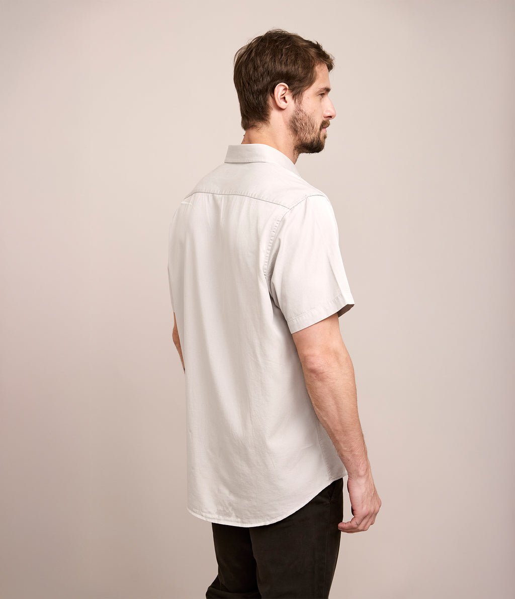 Camisa Hombre Tencell Manga Corta Gris Claro Leo