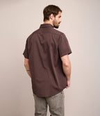 Camisa Hombre Tencell Manga Corta Burdeo Leo