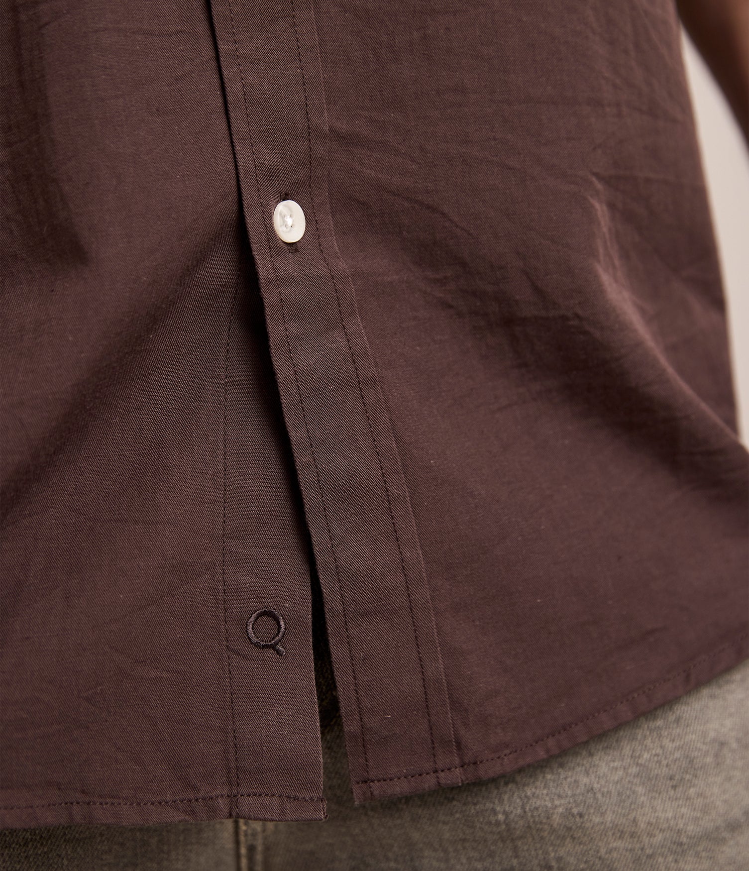 Camisa Hombre Tencell Manga Corta Burdeo Leo