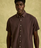 Camisa Hombre Tencell Manga Corta Burdeo Leo