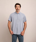 Camisa Hombre Tencell Manga Corta Celeste Leo