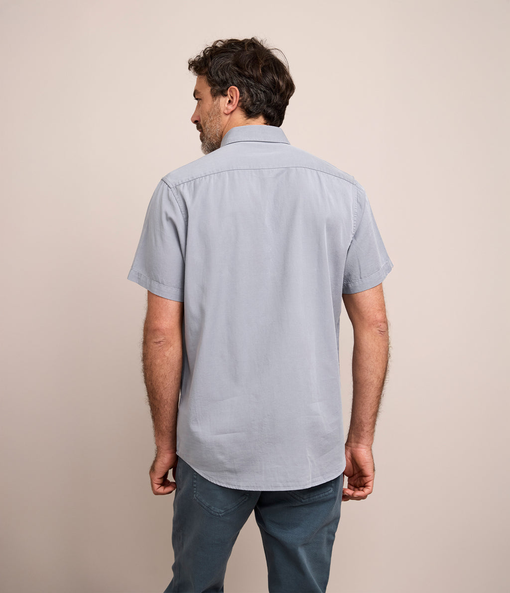 Camisa Hombre Tencell Manga Corta Celeste Leo