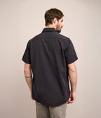Camisa Hombre Tencell Manga Corta Gris Marengo Leo