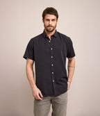 Camisa Hombre Tencell Manga Corta Gris Marengo Leo