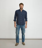 Camisa Hombre Tencel Manga Larga Azul Mark