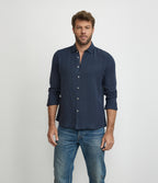 Camisa Hombre Tencel Manga Larga Azul Mark
