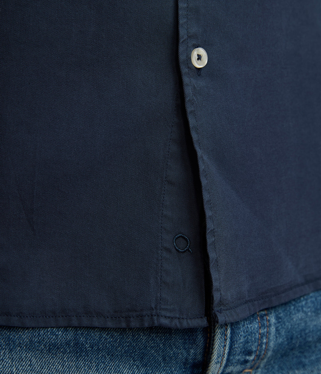 Camisa Hombre Tencel Manga Larga Azul Mark