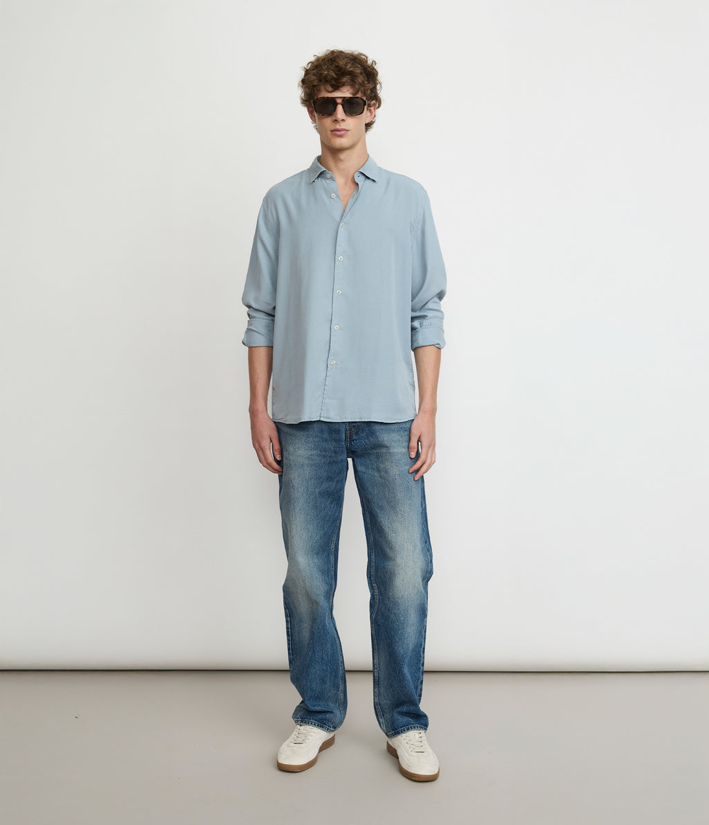 Camisa Hombre Tencel Manga Larga Celeste Mark