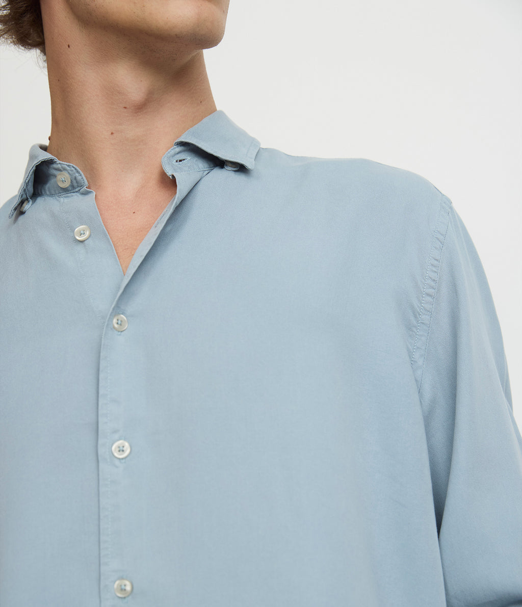 Camisa Hombre Tencel Manga Larga Celeste Mark