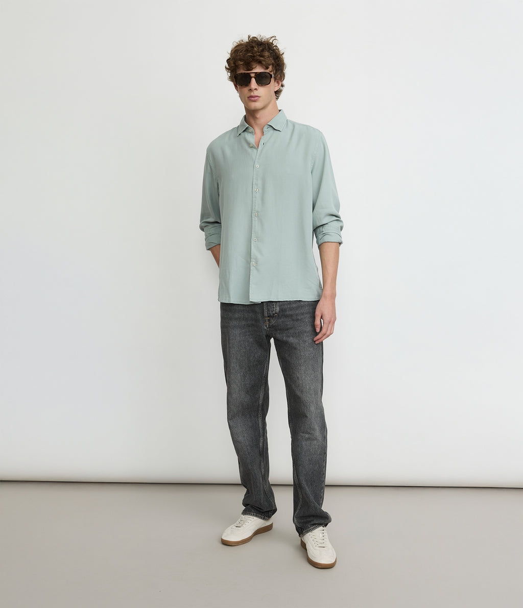 Camisa Hombre Tencel Manga Larga Verde Mark