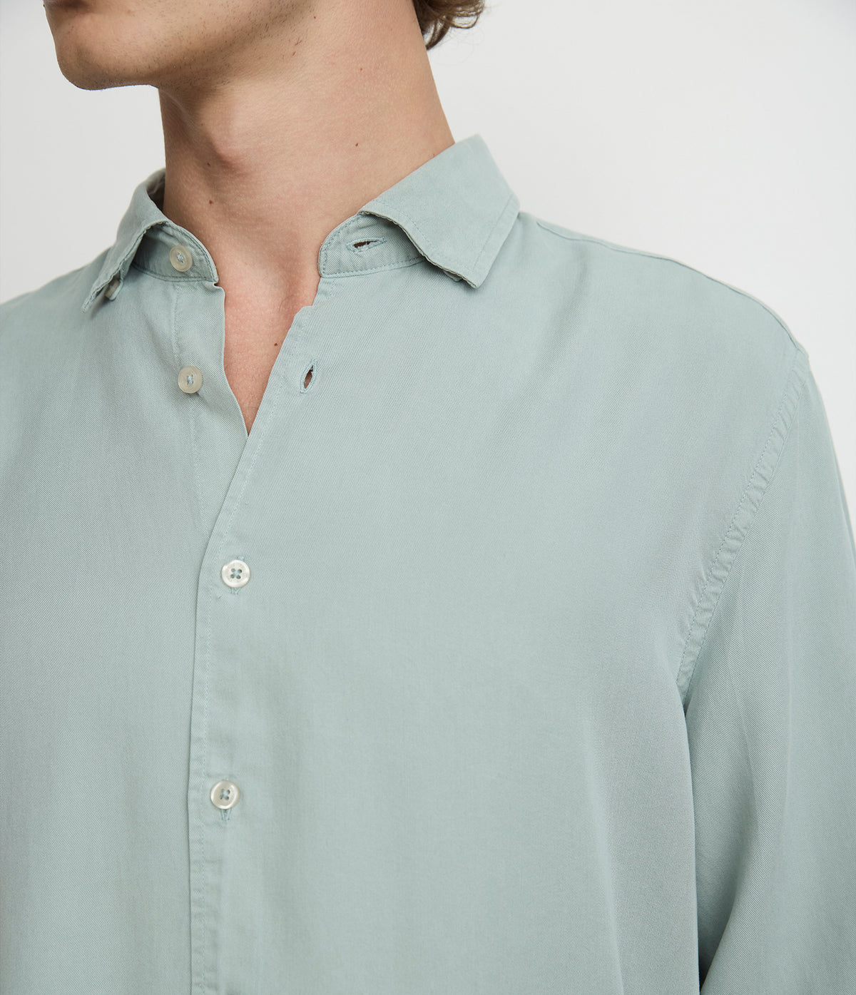 Camisa Hombre Tencel Manga Larga Verde Mark