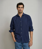 Camisa Hombre Tom  M/Larga Azul Oscuro