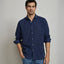 Camisa Hombre Tom  M/Larga Azul Oscuro
