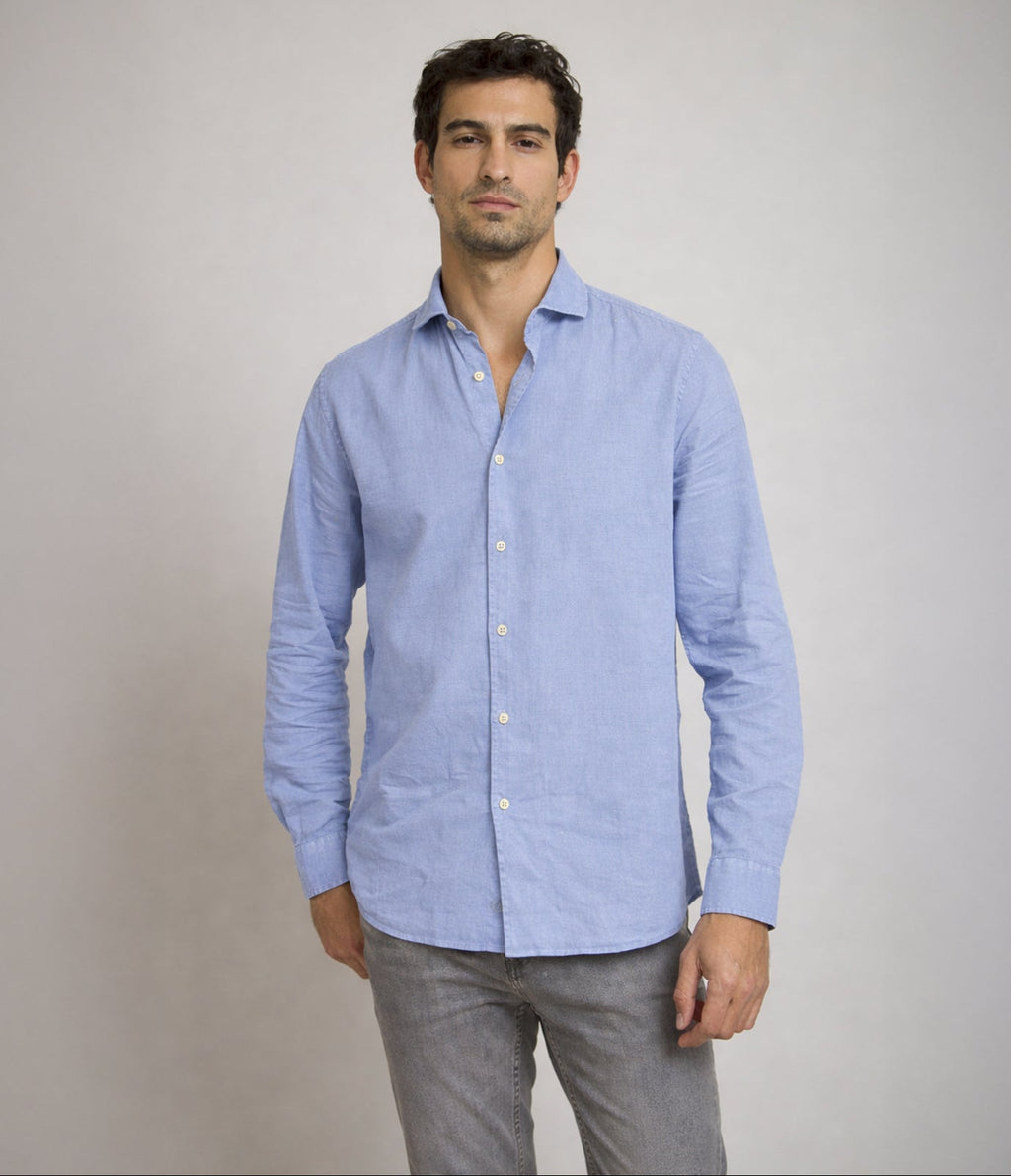 Camisa Hombre Tom  M/Larga Celeste