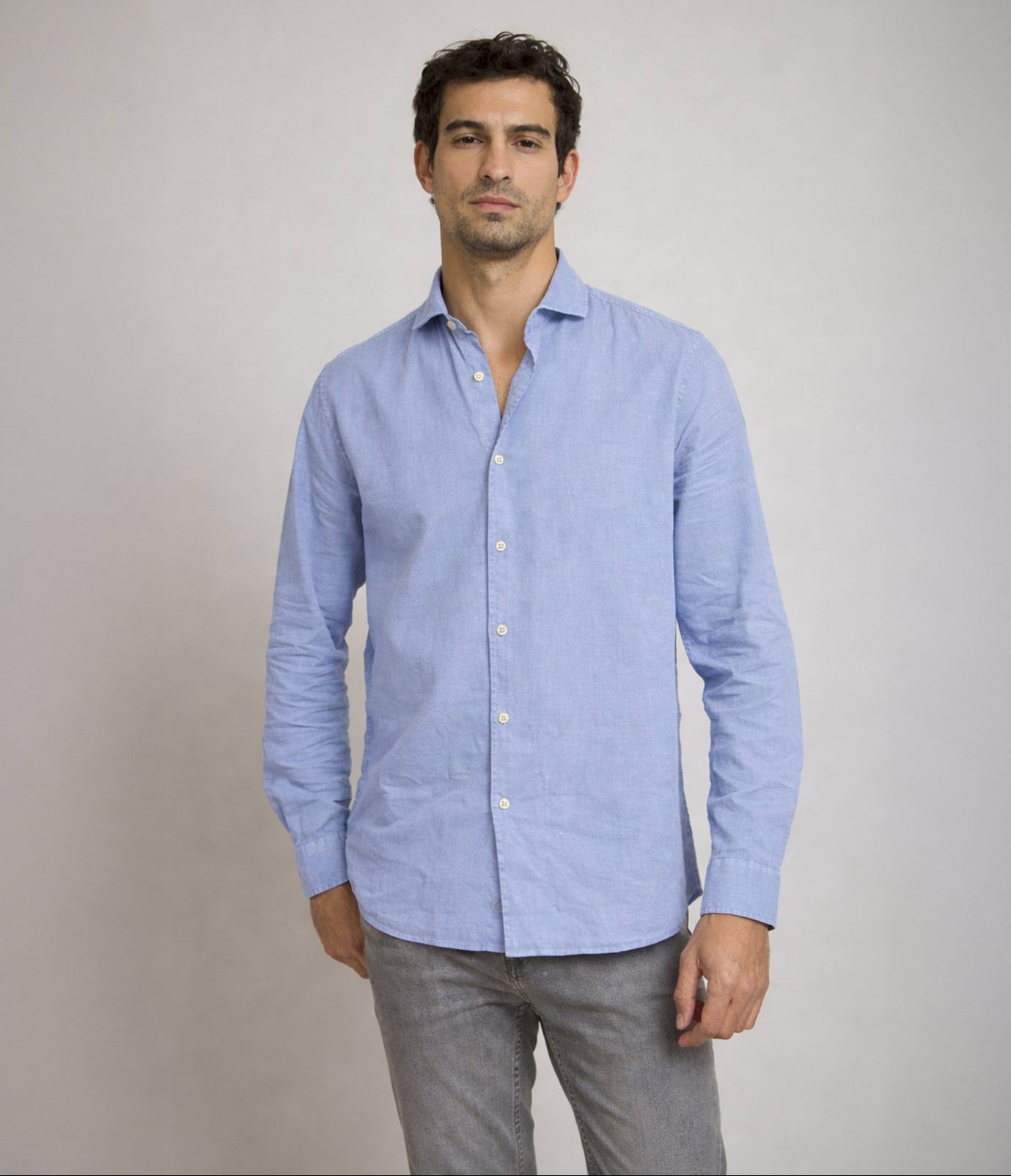 Camisa Hombre Tom  M/Larga Celeste