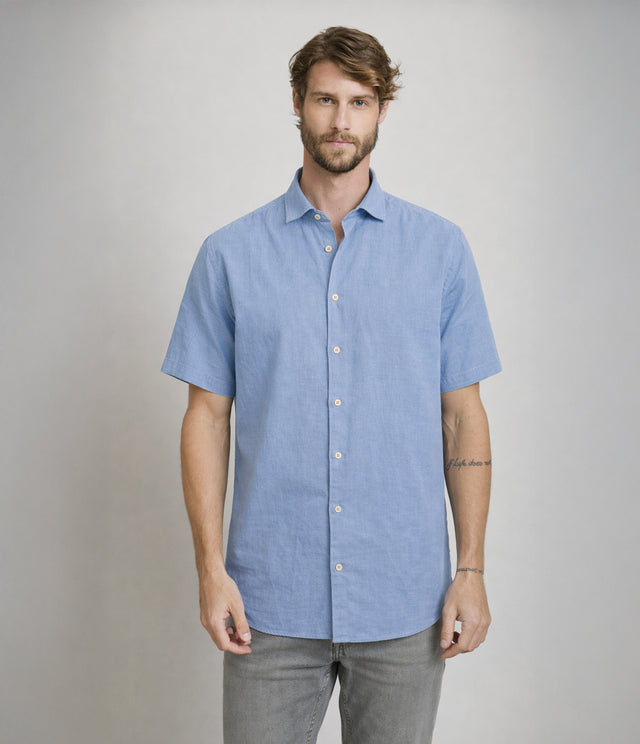 Camisa Hombre Tom M/Corta Celeste