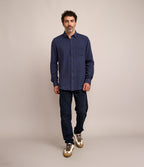 Camisa Hombre Waffle Manga Larga Azul Marino Matias