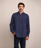 Camisa Hombre Waffle Manga Larga Azul Marino Matias