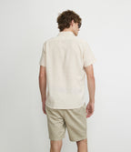 Camisa Hombre Lino Manga Corta Beige Waffle