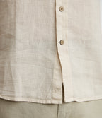Camisa Hombre Lino Manga Corta Beige Waffle