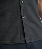 Camisa Hombre Lino Manga Corta Gris Marengo Waffle
