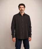 Camisa Hombre Waffle Manga Larga Negro Matias