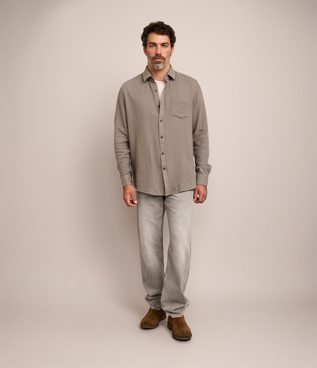 Camisa Hombre Waffle Manga Larga Verde Matias