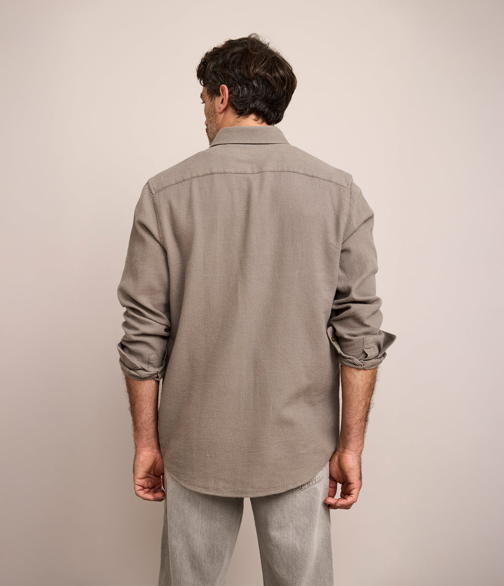 Camisa Hombre Waffle Manga Larga Verde Matias